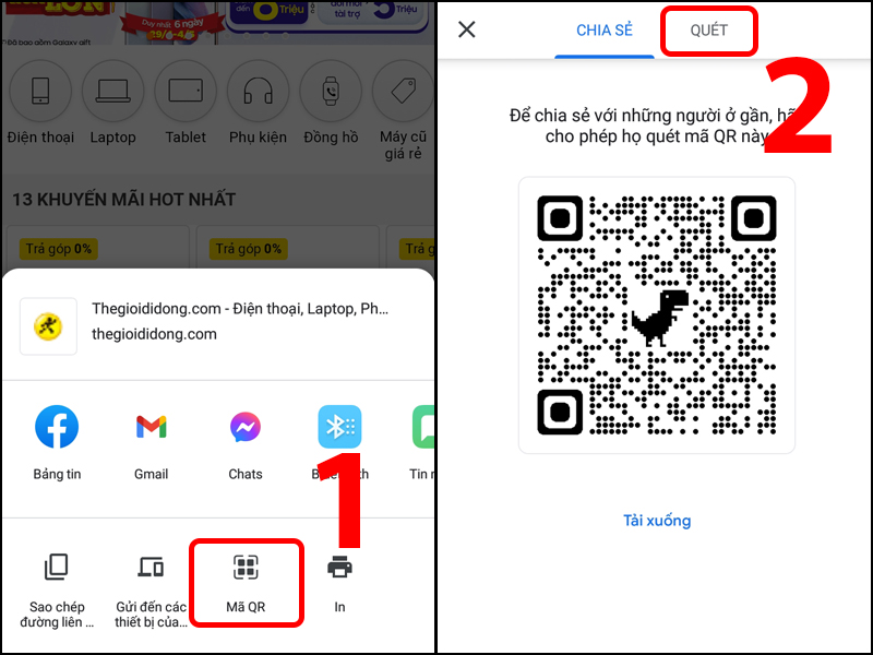  Chọn Mã QR ở cuối màn hình điện thoại